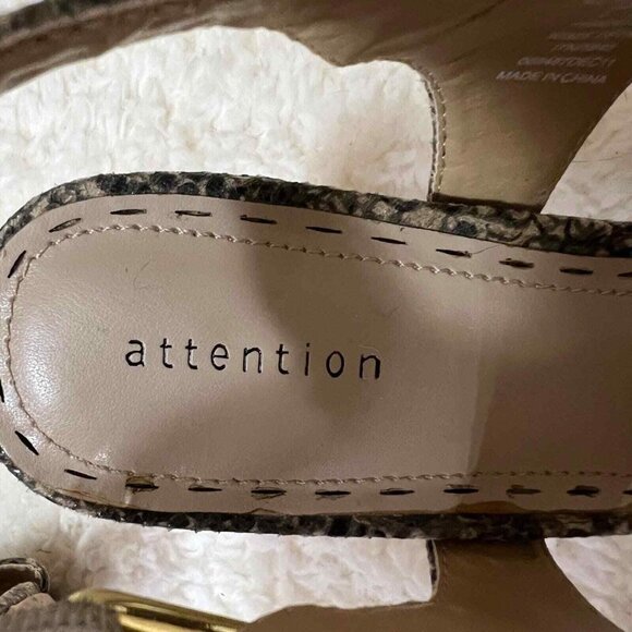 Attention Womens Snakeskin Print Slingback Peep Toe Sandals With Cork Heel Size - Picture 5 of 7